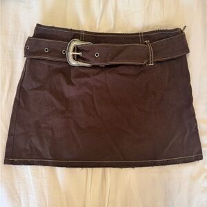 Brown Mini Skirt with Belt